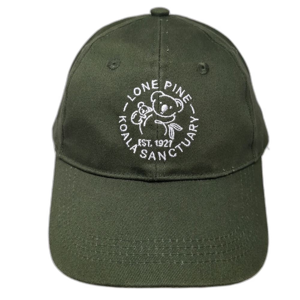 Green One Size Baseball Cap Lone Pine Koala Sanctuary Hat Adjustable Cotton Logo